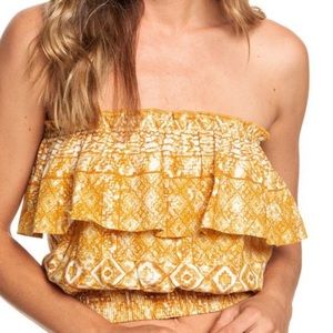 Roxy Inca Gold Desert Til Ruffle Collier Tube Top